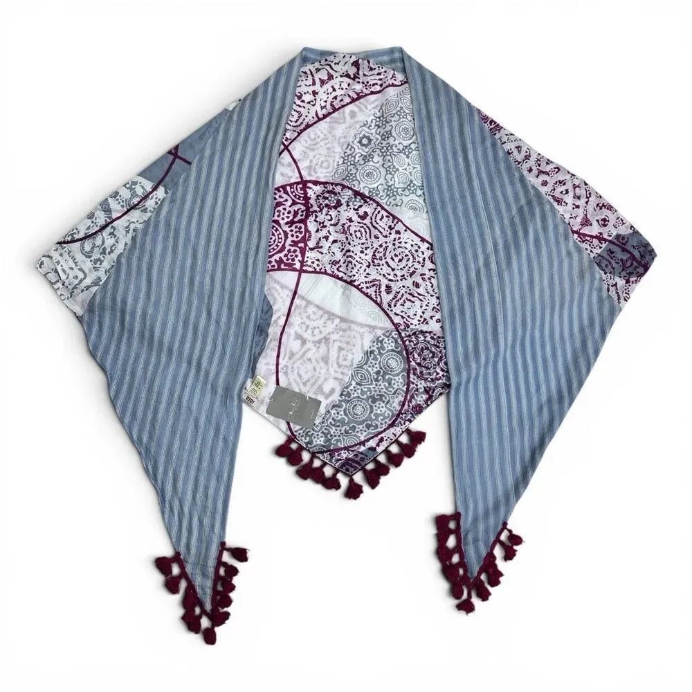Anthropologie IDEA Plus Sonira Tassel Scarf Wrap Shawl Cotton Silk NWT $198